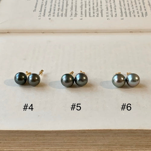 AA Tahitian Pearl Studs 14kGF: #4-6