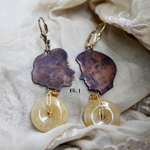 Mr & Mrs Vintage Charms, Yellow Quartz Donuts 14kGF Earrings