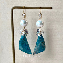 Load image into Gallery viewer, Waves- Apatite, Pearls &amp; Gems 14kGF Earrings