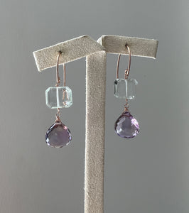 Ametrine, Green Amethyst 14kRGF Earrings