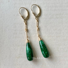 Load image into Gallery viewer, Custom-Cut Dark Green Type A Jadeite Drops Statement 14kGF