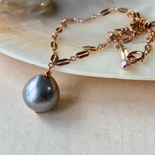 Load image into Gallery viewer, Silver Baroque Drop Pearl 14kRGF Necklace