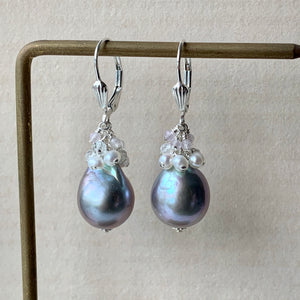 Silver Baroque Pearls & Gems 925 Silver Earrings