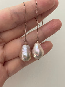 Pink Edison Drop Pearls on 14kRGF Threaders