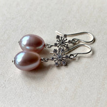 Load image into Gallery viewer, Lavender AAA Freshwater Pearls Silver Snowflakes