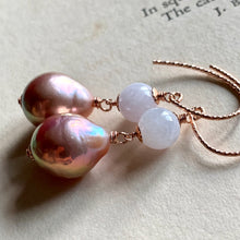 Load image into Gallery viewer, Lavender Jade, Pink Pearls on 14k Rose Gold Filled