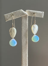 Load image into Gallery viewer, Mother of Pearl Leaves, Opal Quartz 14kGF Earrings