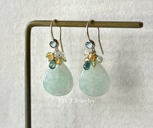 Load image into Gallery viewer, Apple Green Type A Smaller Teardrops, Teal Sapphire, Gemstones 14kGF Earrings