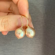 Load image into Gallery viewer, Soft Peach Unicorn Edison Pearl Simple 14kGF Earrings