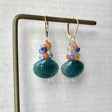 Load image into Gallery viewer, Eli. J Exclusive: Emerald Type A Jade Shells &amp; Gems 14kGF Earrings