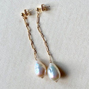 Lustrous White Pearls on 14k Gold Filled Studs