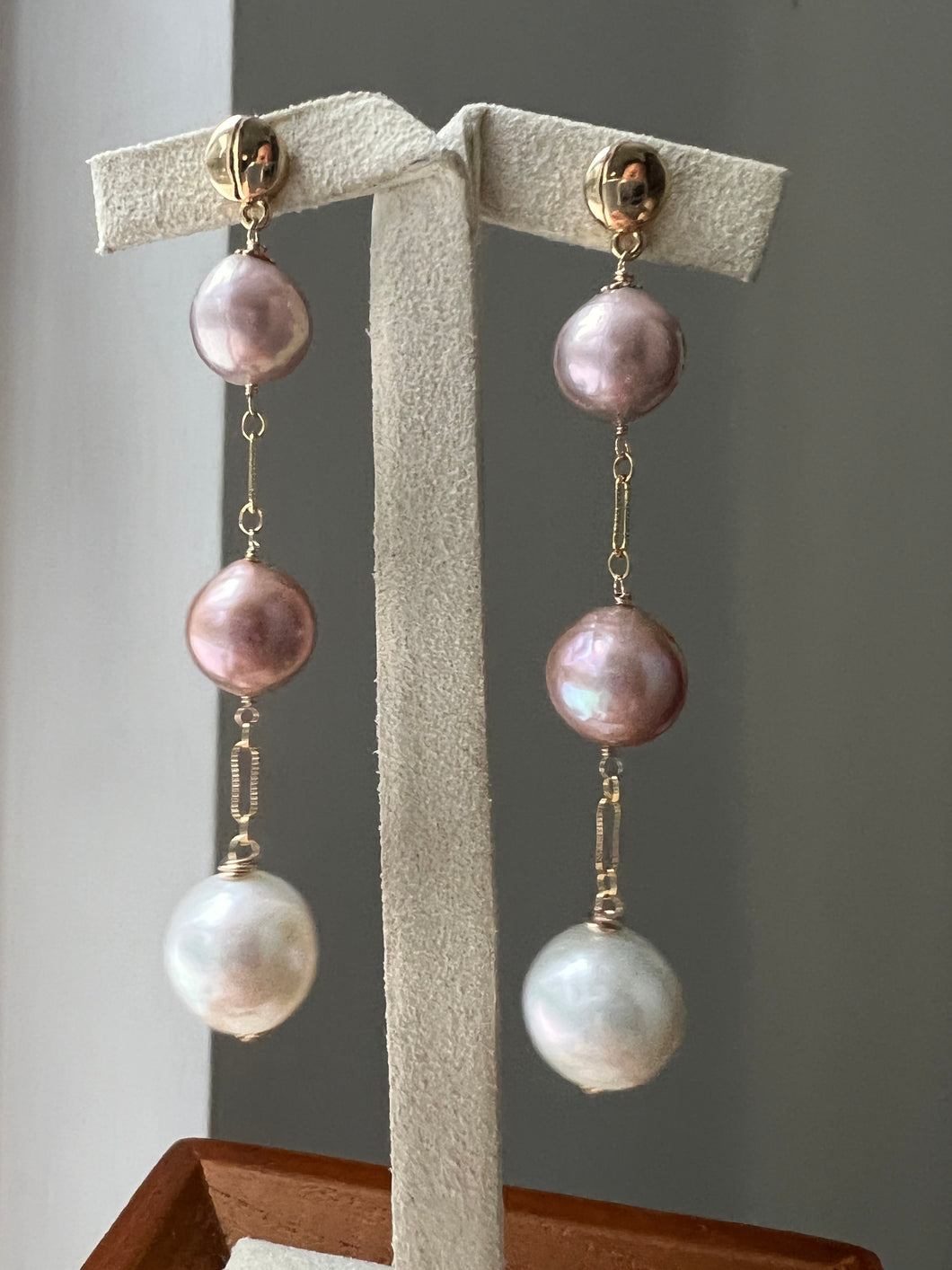 Pearl Layers Pink & Ivory 14kGF Earrings