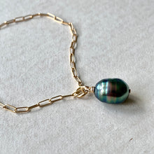 Load image into Gallery viewer, Rainbow- Peacock Oval Tahitian Pearl 14kGF Link Bracelet