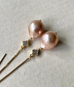 Peach Baby Edison Pearls, 14kGF Threaders