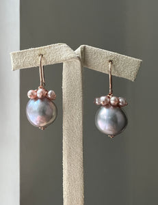 Plump Silver Pearls & Pink Baby Pearls 14kRGF Earrings