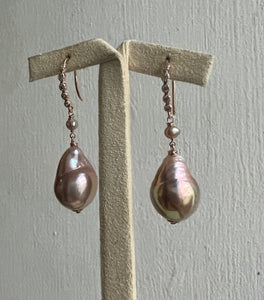 Pink-Rainbow Edison Pearls 14kRGF Earrings