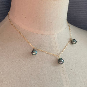 Classic Tahitian 3- Pearl Necklace 14kGF