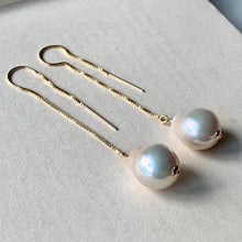 Load image into Gallery viewer, White Baroque Pearls 14kGF Threaders (Medium- Sized)