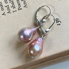 Load image into Gallery viewer, Peachy-Pink Pearls 925 Sterling Silver Leverback Earrings