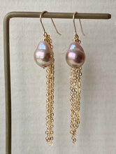 Load image into Gallery viewer, Pink-Gold Edison Pearls 14kGF Tassel Earrings