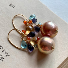 Load image into Gallery viewer, Round Peach Pearls &amp; Gemstone Drops on Gold Filled