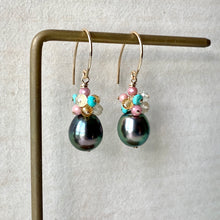 Load image into Gallery viewer, AAA Peacock Tahitian Pearls &amp; Sweet Gemstone Cluster 14kGF