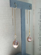 Load image into Gallery viewer, Peach Baby Edison Pearls, 14kGF Threaders