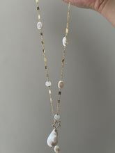 Load image into Gallery viewer, Long Pearl, Icy Jade, Keshi 14kGF Necklace