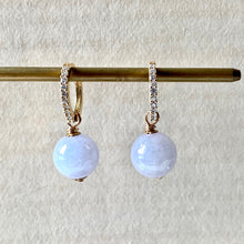 Load image into Gallery viewer, Lavender Jade on CZ Hoops