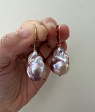 Load image into Gallery viewer, Pink-Purple Rainbow Baroque Pearls on Interchangeable 14kGF Earringd