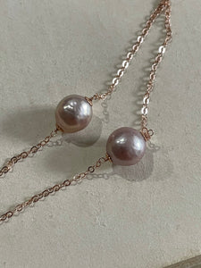Pink Pearl Floating Necklace 14kRGF