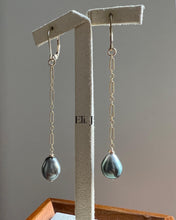 Load image into Gallery viewer, Green Jade Bars, Sapphires, Tahitian Pearls, Gemstones 14kGF Earrings