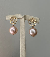 Load image into Gallery viewer, Large Peach Edison Pearls on Open-Flower Studs