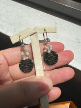 Load image into Gallery viewer, Exclusive Dark Green 喜喜 Double Happiness Jade &amp; Pearls 14kGF Earrings