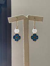 Load image into Gallery viewer, Icy Jade &amp; Cloisonne Clovers 14kGF Earrings