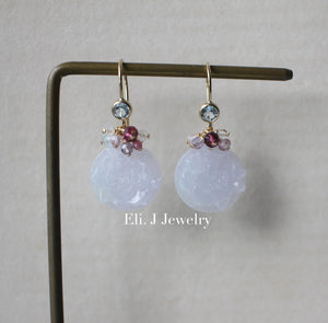 Exclusive: Peony Type A Lavender Jade & Gemstones 14kGF Earrings