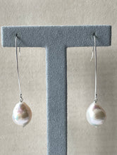 Load image into Gallery viewer, White Pearls on Long 925 Silver Hooks