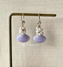 Load image into Gallery viewer, Lavender Jade Seashells &amp; Pearls 14kGF Earrings