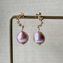 Load image into Gallery viewer, Copper-Pink Edison Pearls on Curved Flower Studs