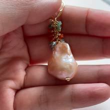 Load image into Gallery viewer, Summer 1: AAA Peach Baroque Pearls, Gemstones 14kGF Earrings