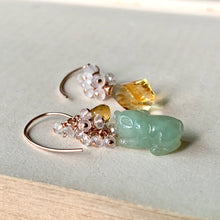 Load image into Gallery viewer, Green Jade Piggie &amp; Citrine 14kGF