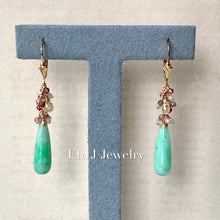 Load image into Gallery viewer, Eli. J Exclusive: Mint Green Type A Jade Drops, Yellow Sapphire, Spinel 14kGF Earrings