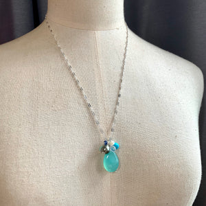 AAA Tahitian Pearl & Ocean-Inspired Gems 925 Sterling Silver Necklace