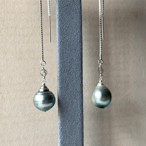 AA Silver Tahitian Pearls Labradorite 925 Threaders