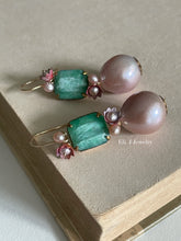 Load image into Gallery viewer, Jade II: Vtg “Jade” Gemstones, Pink Edison Pearls, Vtg Flowers