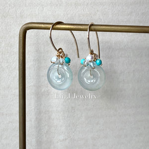 Petite Icy Donuts: Icy Faint Green, Turquoise & Gems 14kGF