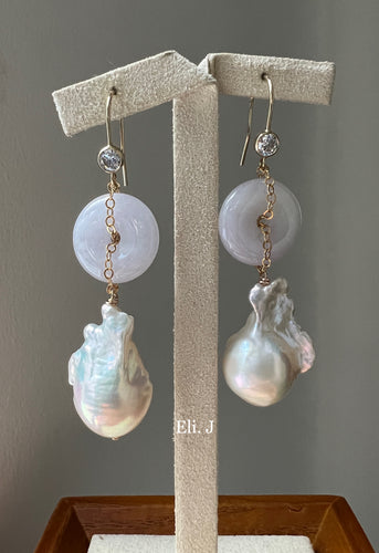 Lavender Jade & Baroque Pearls 14kGF Earrings