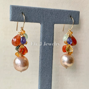 Fruit Burst Peach-Gold Large Edison Pearls & Gemstones 14kGF