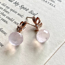Load image into Gallery viewer, Rose Quartz on Rose Gold Ribbons