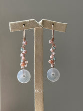 Load image into Gallery viewer, Petite Icy Jade Donuts, Pink Pearls, Gemstones 14kRGF Earrings